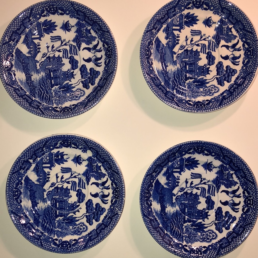 4 Blue and White Saucers Marked China - Picture 2 of 6